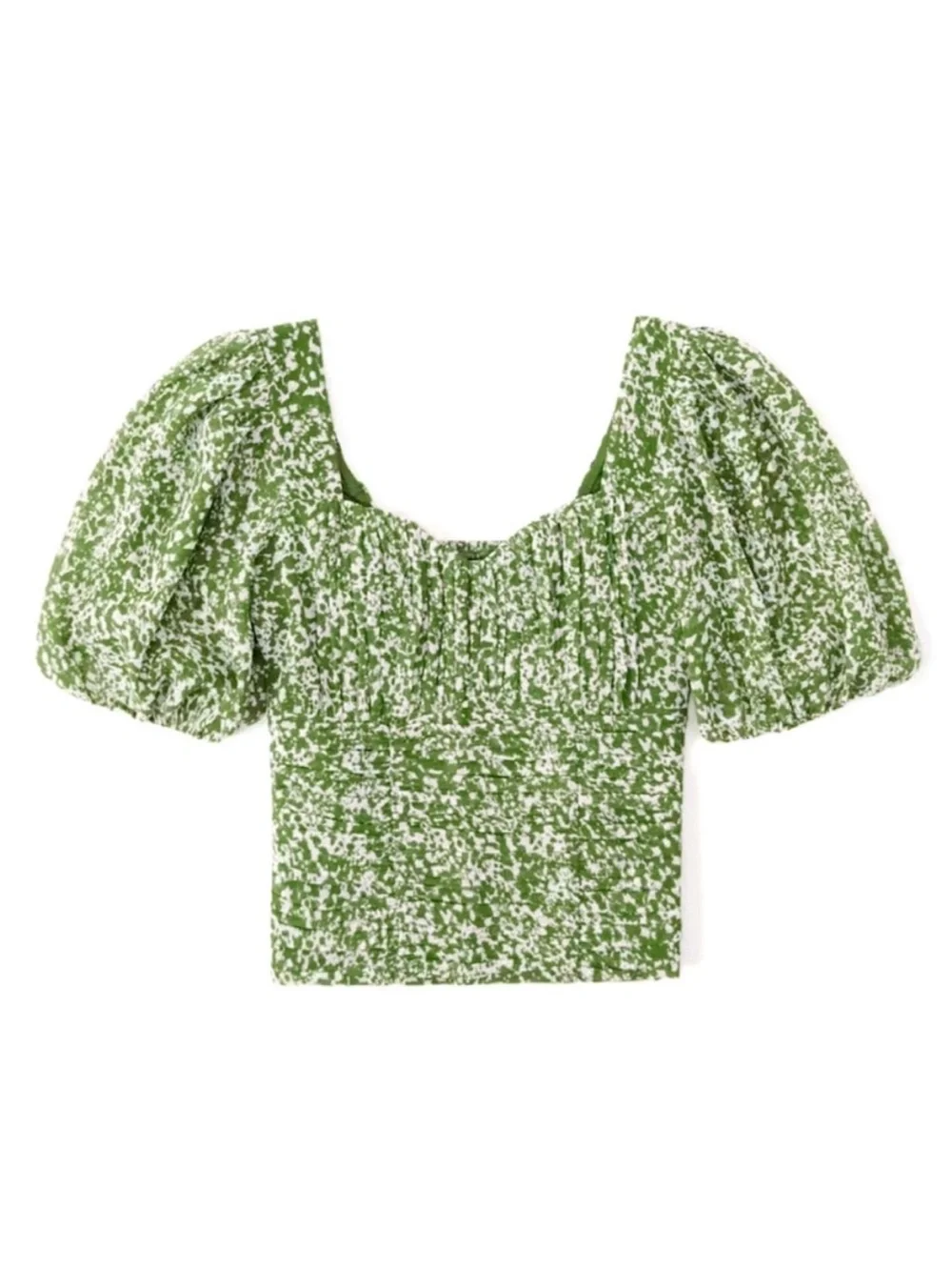 Abercrombie & Fitch Green Puff Sleeve Top - Women's